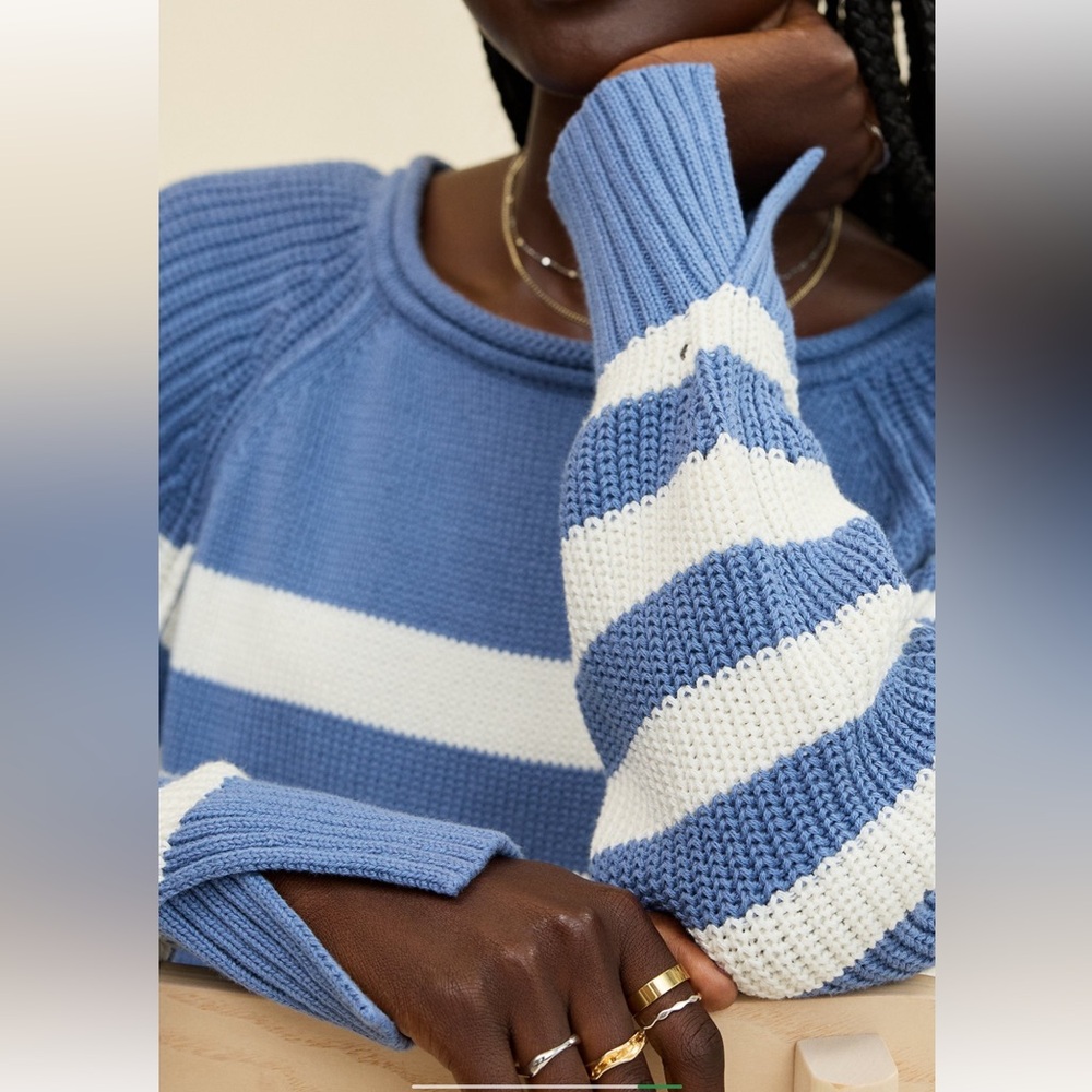 Aerie Striped Blue and White Bistro Sweater